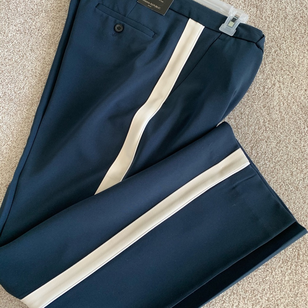 Banana Republic- NWT Navy with tan stripe dress